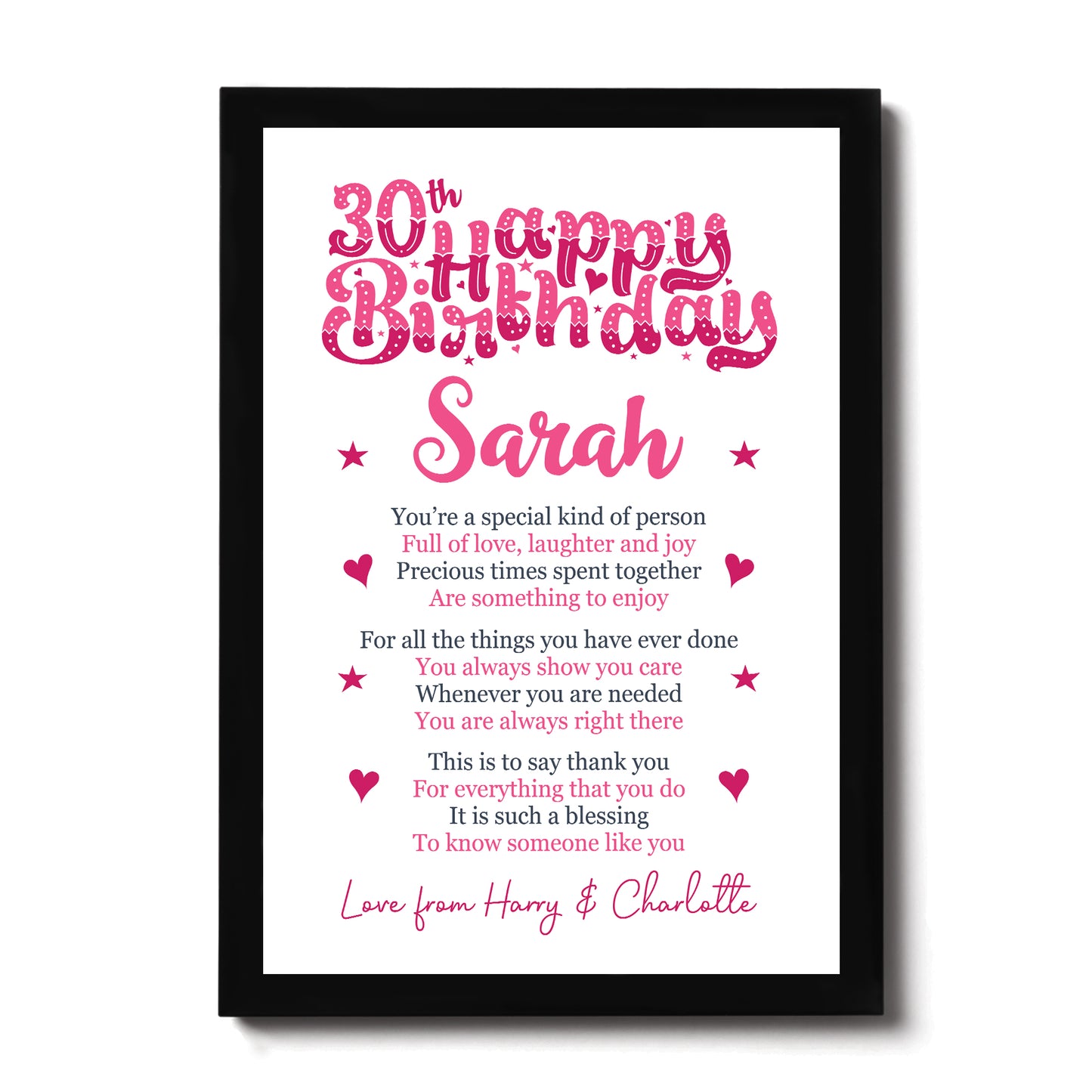 PERSONALISED 30th Birthday Gifts For Her Gift For Daughter