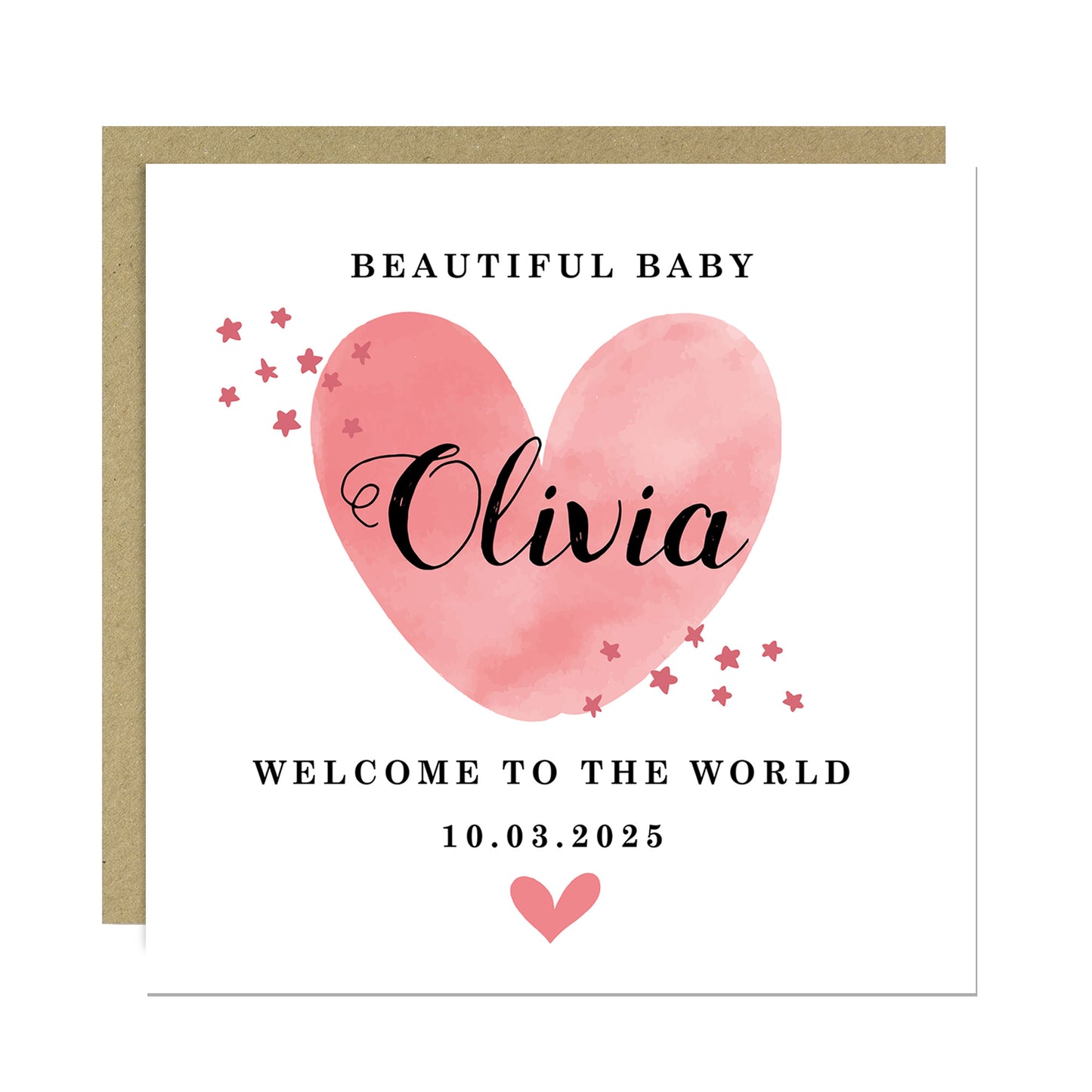 Personalised New Baby Card Watercolour Welcome to the World Card