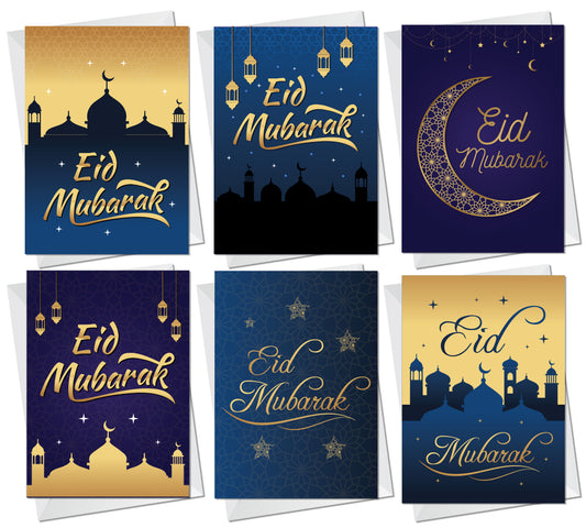 Eid Mubarak Cards Pack of 6 Ramadan Greetings Card For Family