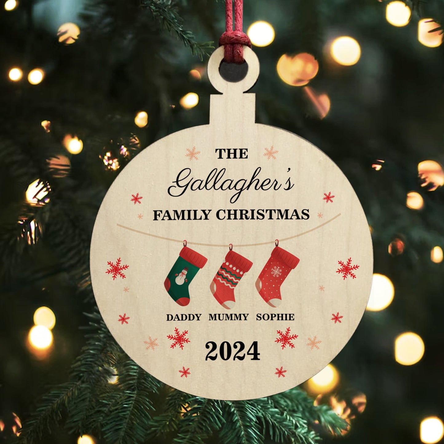 Personalised Christmas Decoration For Family of 3 Ornament