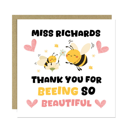 Personalised Teacher Card End of Term Leaving School Nursery