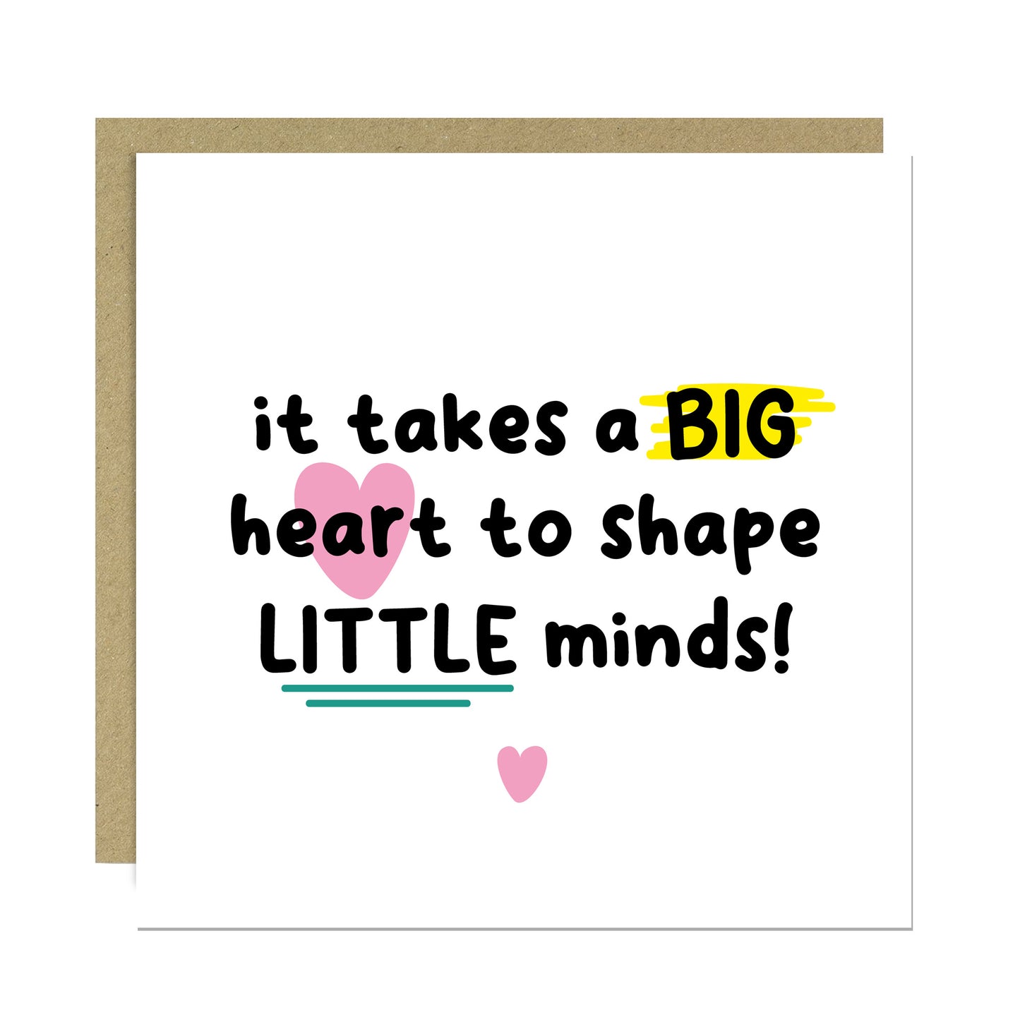 Thank You Card For Teacher With Kraft Envelope Big Heart