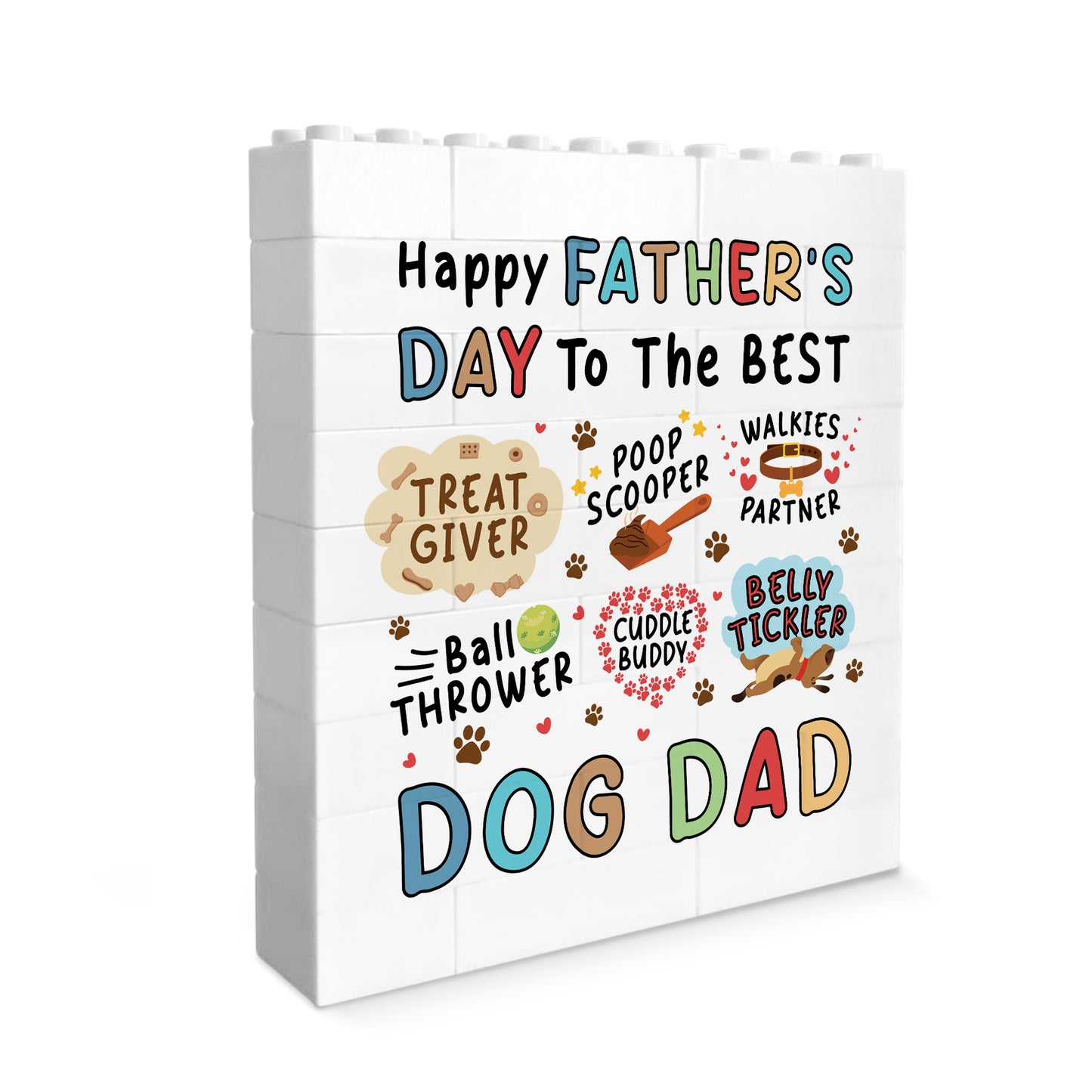 Dog Dad Gift For Fathers Day Building Block Dad Plaque Funny