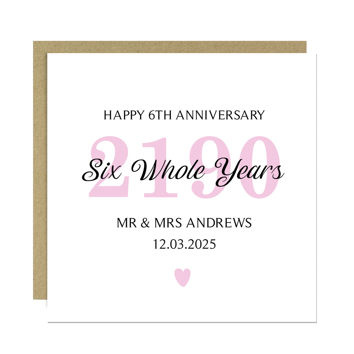 Personalised 6th Wedding Anniversary Card For Husband Wife