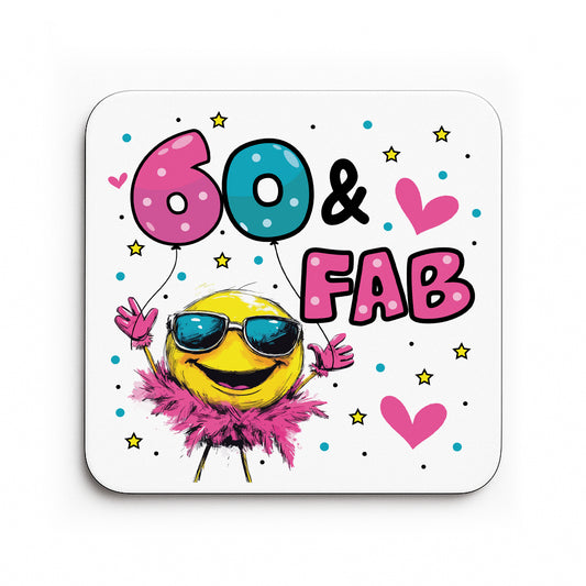 Funny 60th Birthday Gift For Women 60 AND FAB Coaster Gifts