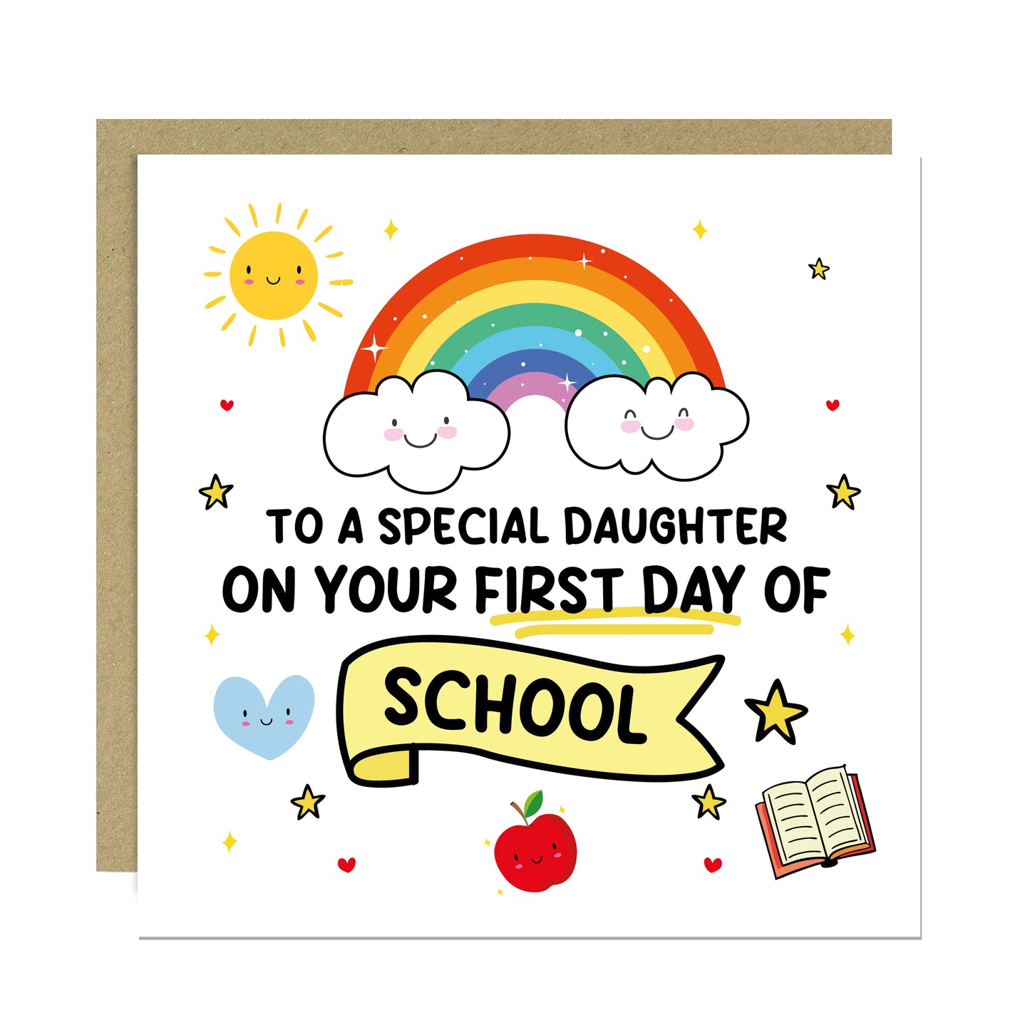 First Day Of School Card For Daughter With Kraft Envelope