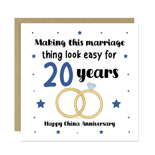 20th Wedding Anniversary Card For Husband Wife Couple