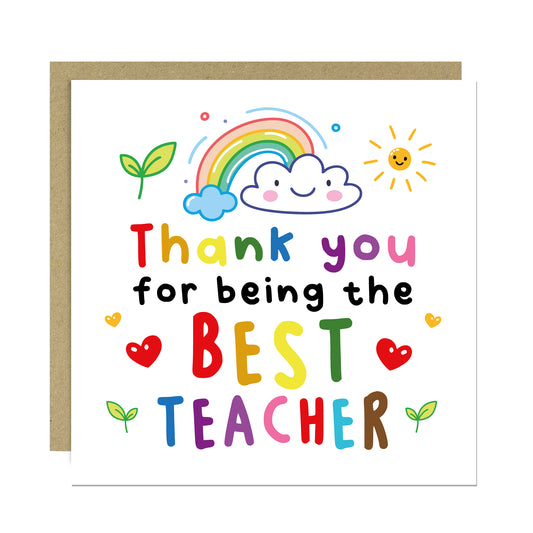 Teacher Card For Best Teacher Thank You Cards for Teacher Card