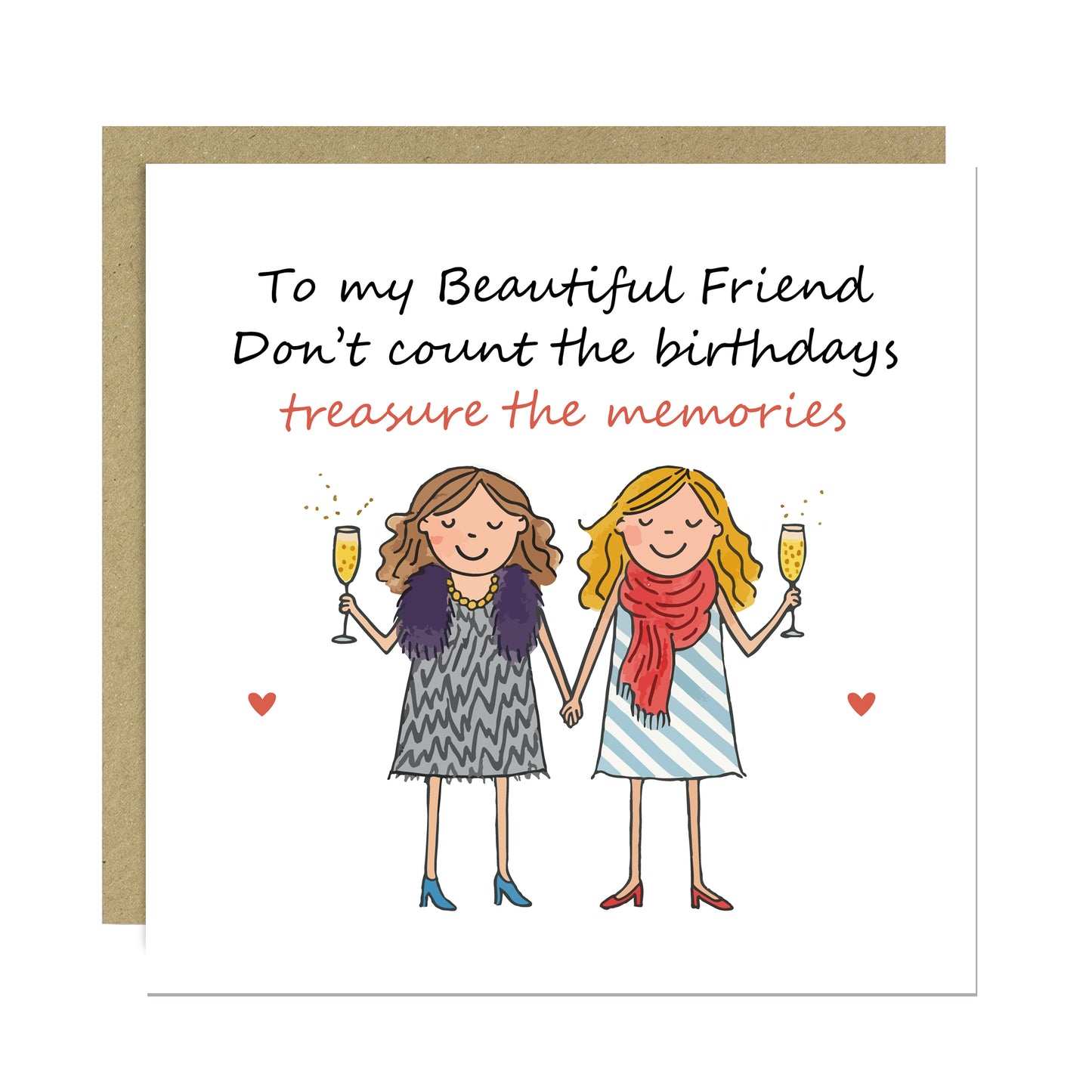BEST FRIEND Birthday Card With Kraft Envelope Bestie BFF