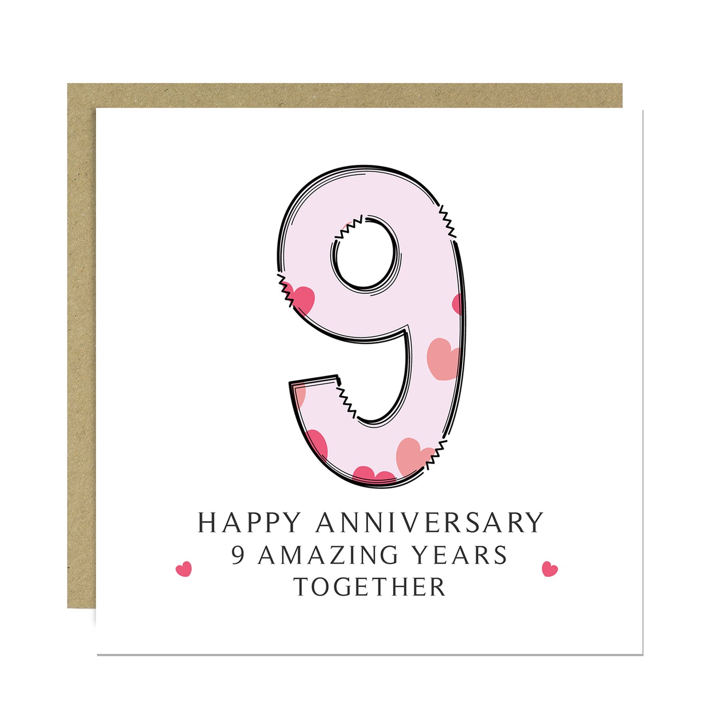 9th Wedding Anniversary Card With Envelope 9th Anniversary Cards