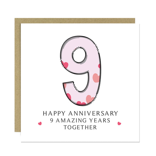 9th Wedding Anniversary Card With Envelope 9th Anniversary Cards