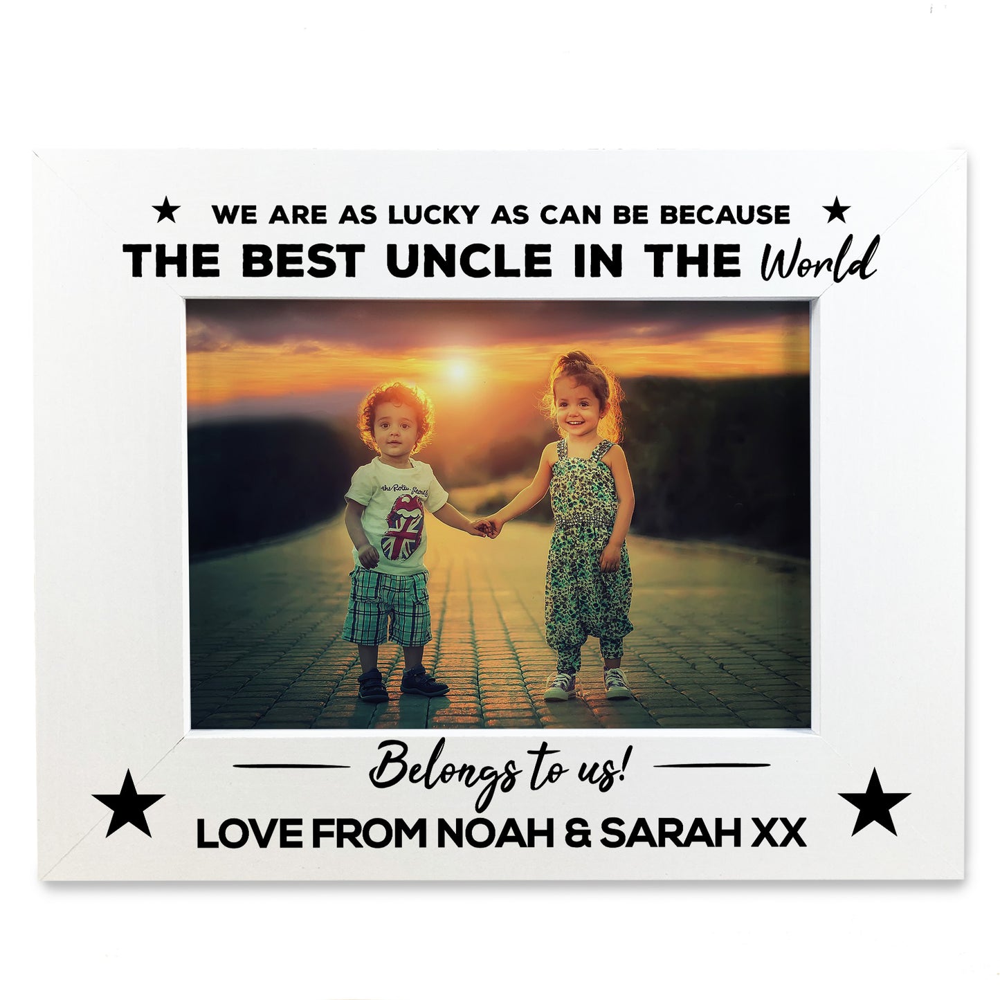 Personalised Uncle Gift From Niece Nephew, 7x5 White Frame