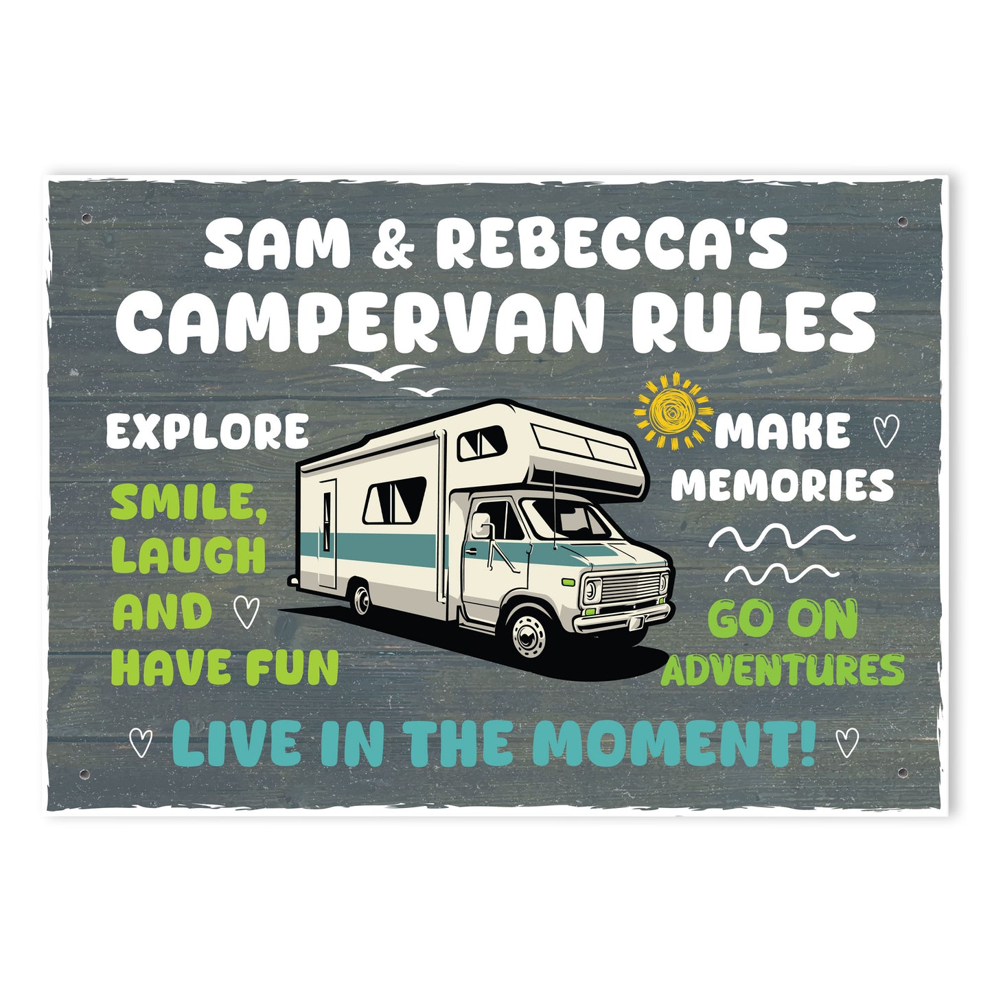 CAMPERVAN RULES SIGN Personalised Wall Door Plaque Novelty