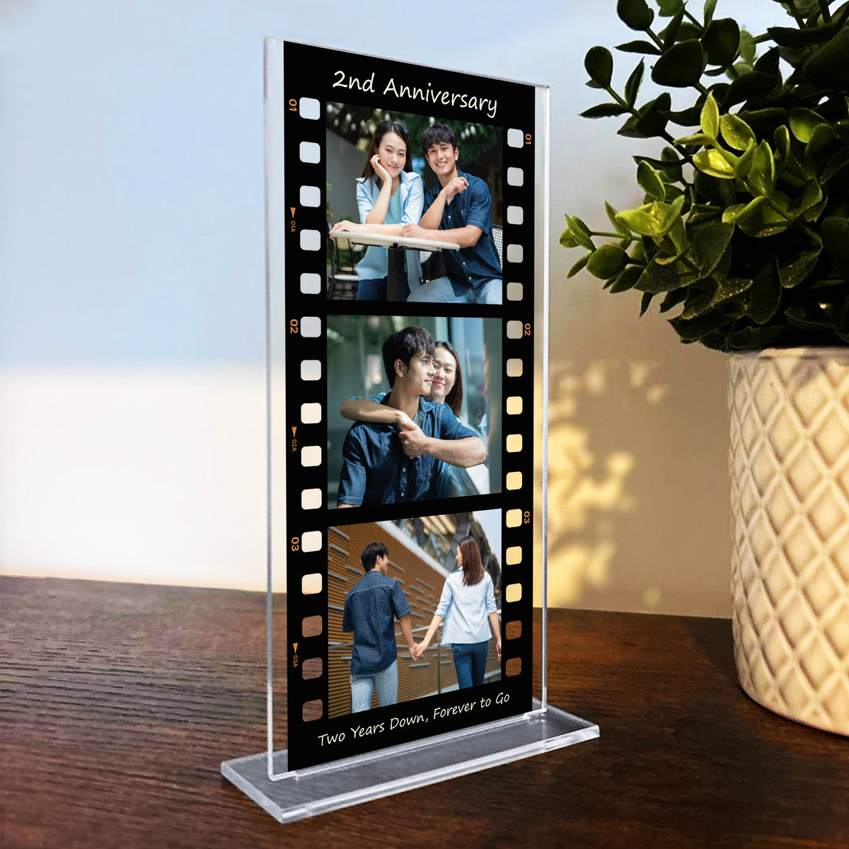 Gift For 2nd Anniversary Personalised Retro Photo Collage Plaque
