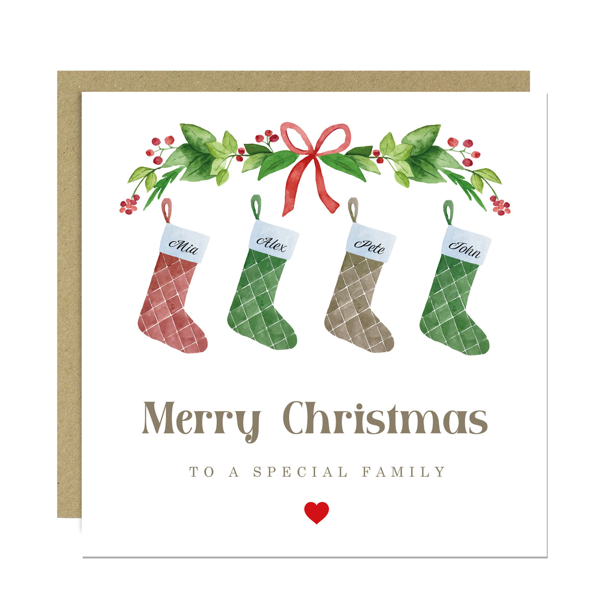 Family Christmas Card Personalised Family Card With Stockings