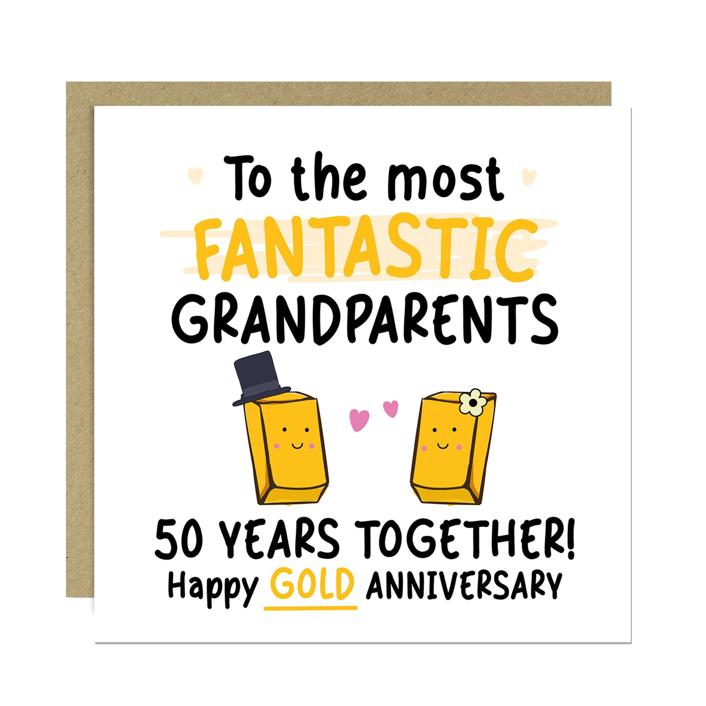 Gold Anniversary Card for Grandparents 50th Anniversary Card