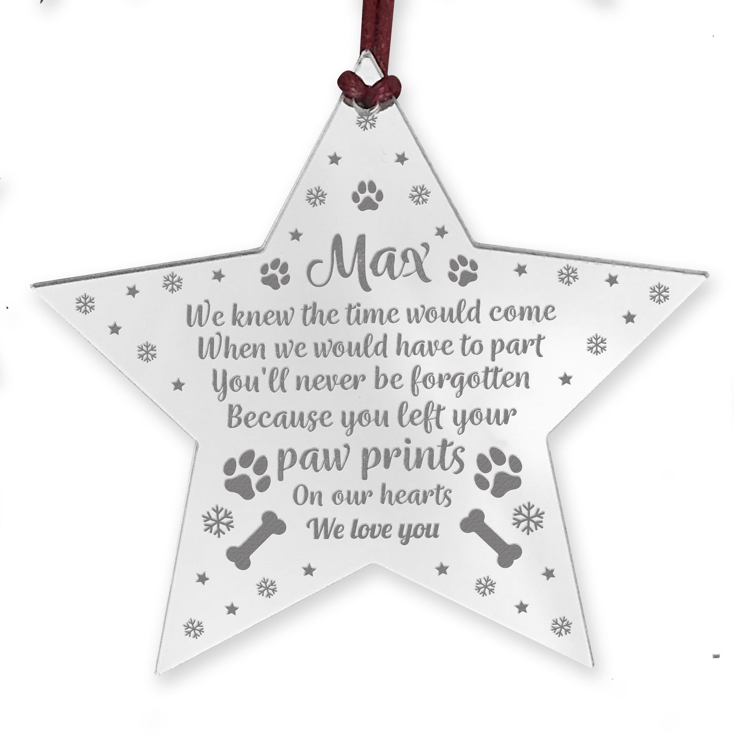 DOG MEMORIAL Acrylic Christmas Tree Poem Decoration Personalised