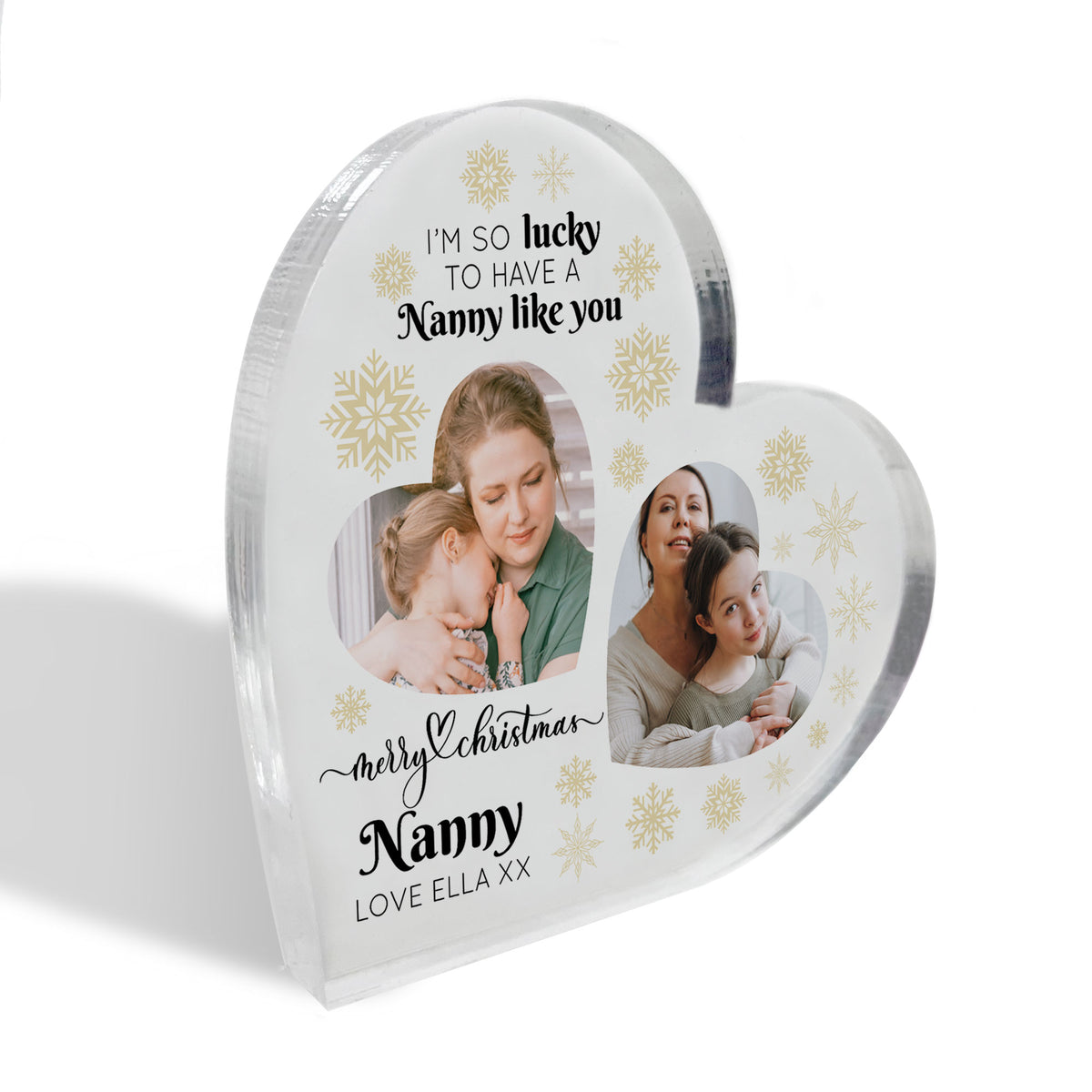 Nanny Gifts For Christmas Personalised Acrylic Heart Plaque