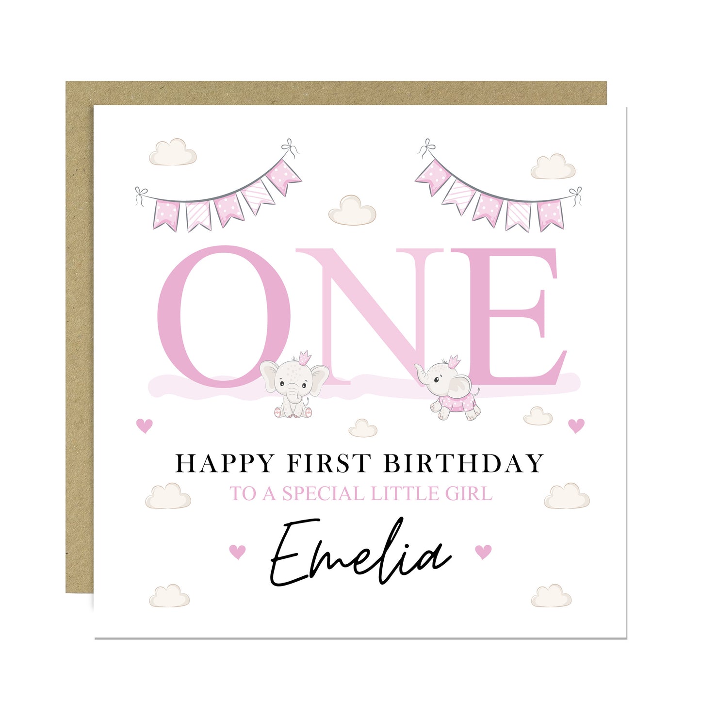 Personalised First Birthday Card For Special Little Girl