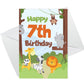 7th Birthday Card for Boys Girls Seventh Birthday Jungle Cards
