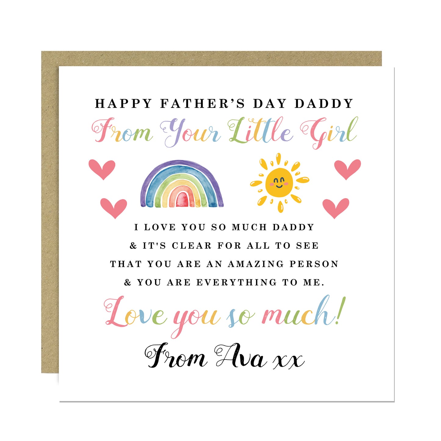 Personalised Fathers Day Daddy Card From Daughter Father's Day