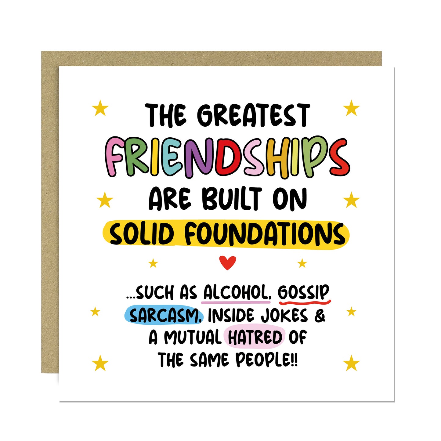 Card For Best Friend FRIENDSHIP Card With Kraft Envelope