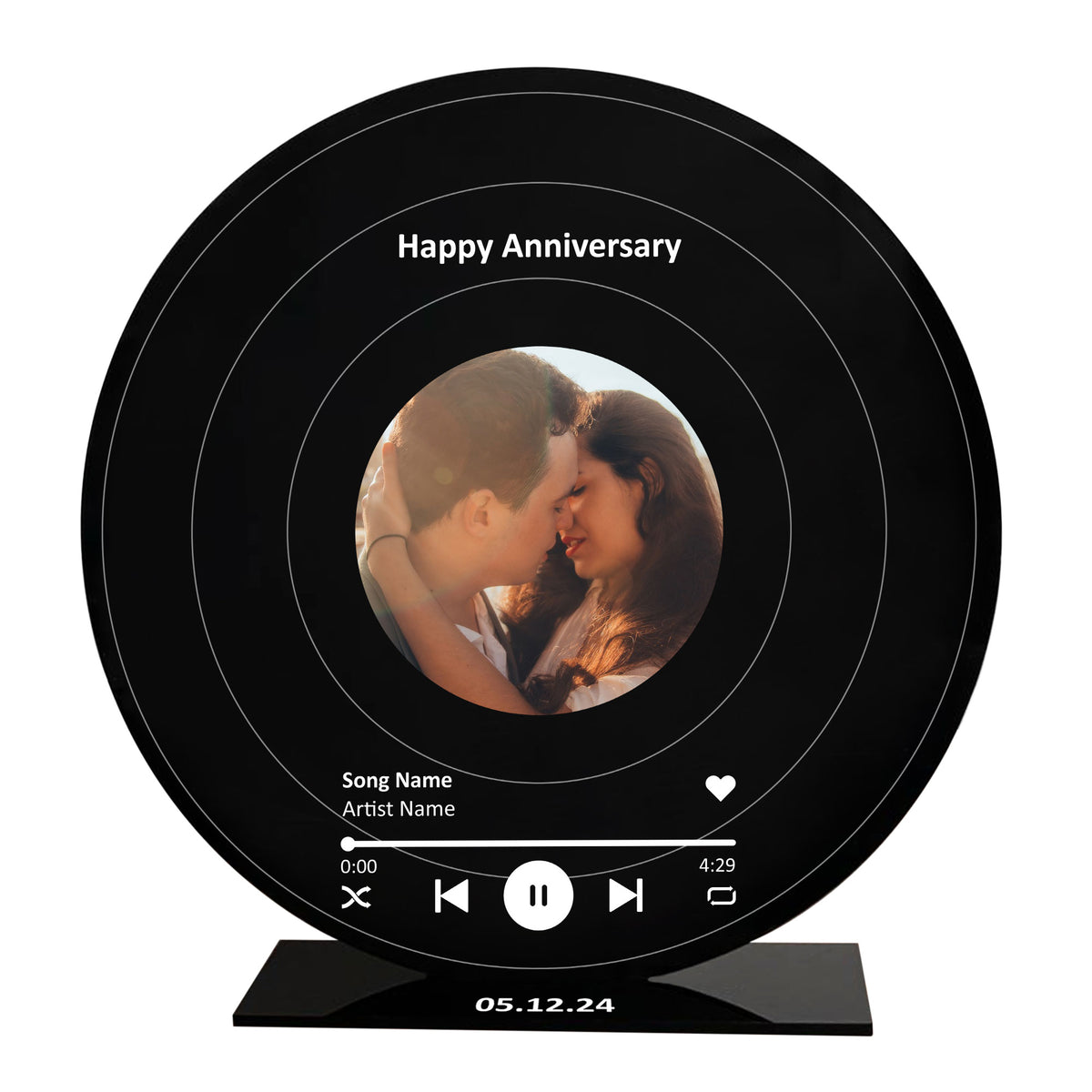 Personalised Vinyl Inspired Song Plaque With Stand Wedding Gift