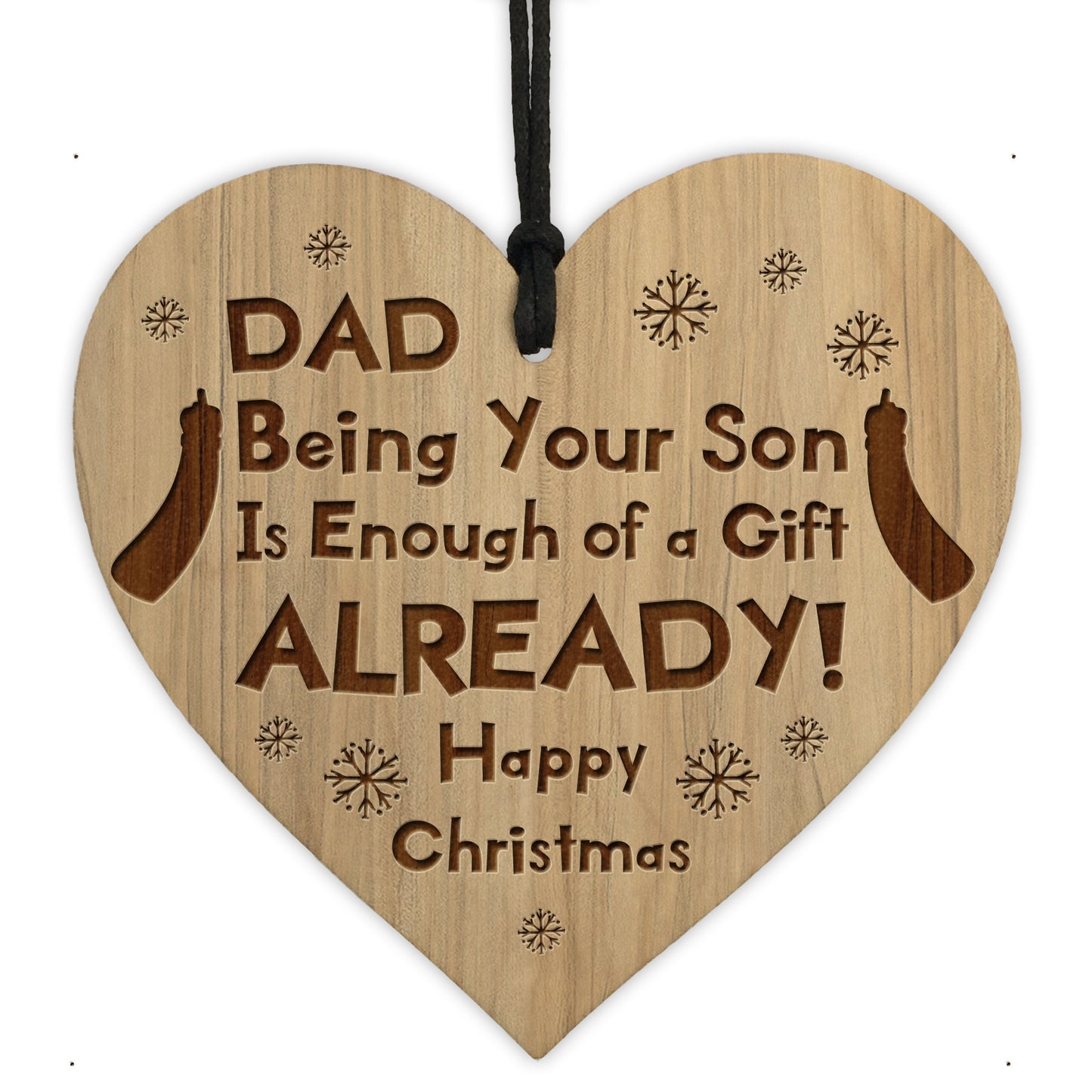 Dad Christmas Gift From Son Novelty Wood Heart Funny Gift Idea