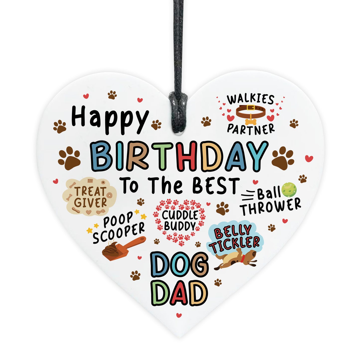 Birthday Day Gift From Dog Funny Gift For Dad Hanging Heart