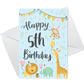 5th Birthday Jungle Animals Card for Girls Boys 5 Year Old Child