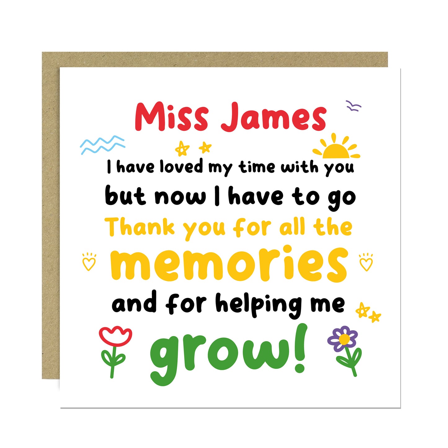 Personalised Teacher Appreciation Card For Teacher Thank You