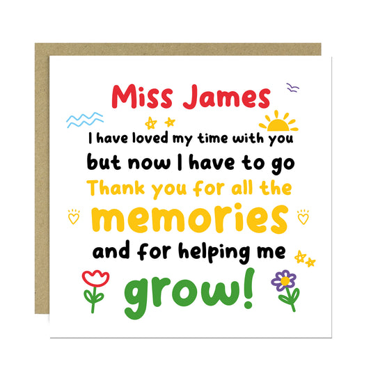 Personalised Teacher Appreciation Card For Teacher Thank You