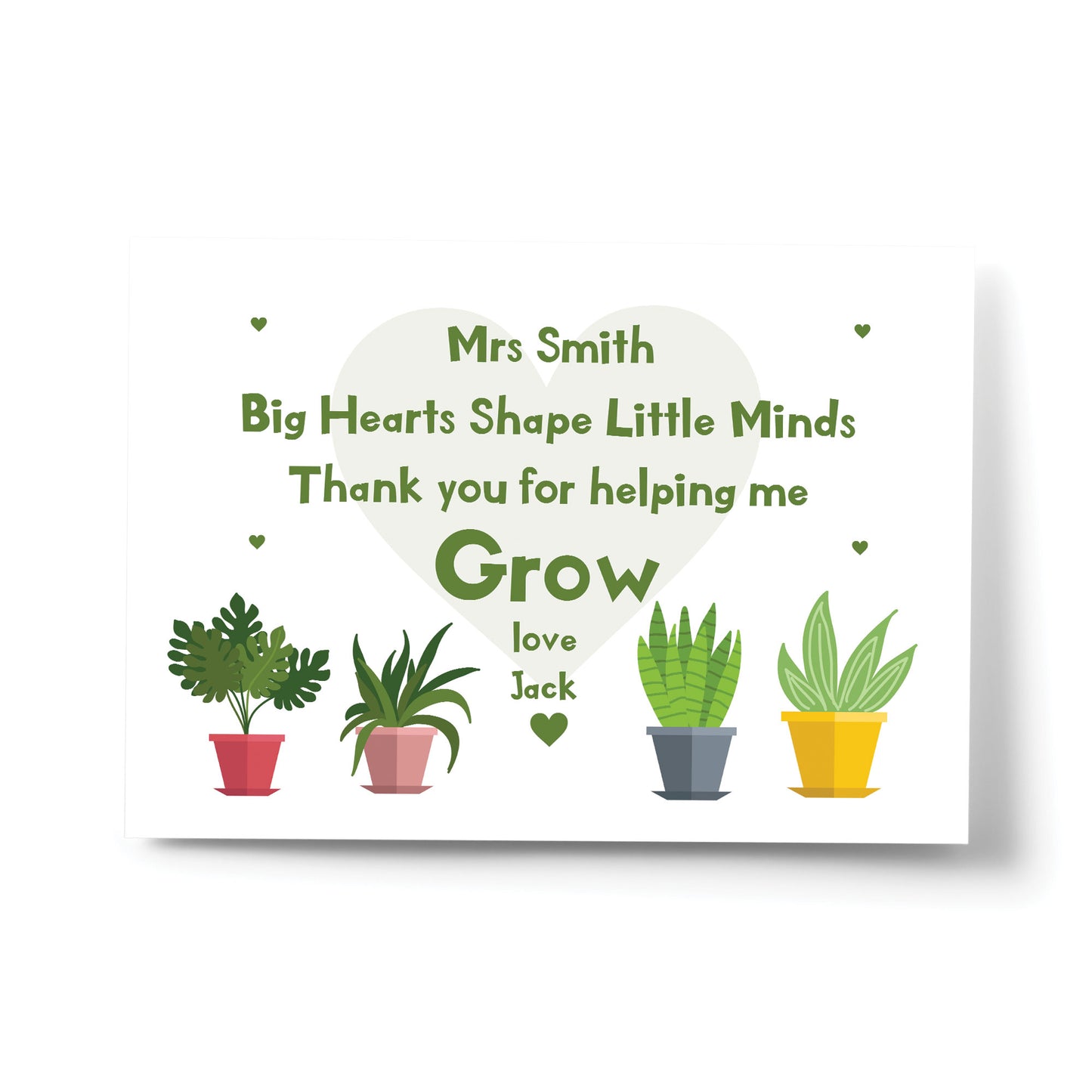 Personalised Teacher Print Thank You For Helping Me Grow Print