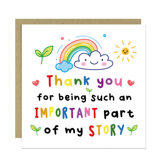 Thank You Cards for Teacher Important Part Of My Story