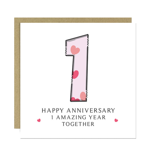 1st Wedding Anniversary Card With Envelope 1st Anniversary Card