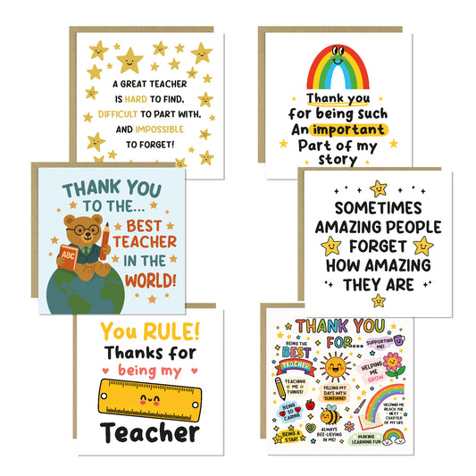 Thank You Teacher Cards Multipack of 6 Best Teacher Cards End