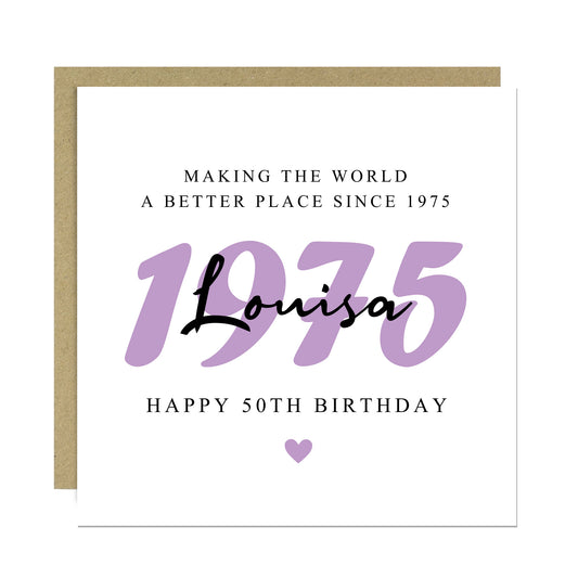 Personalised 50th Birthday Card For Mum Nan Nanny Grandma