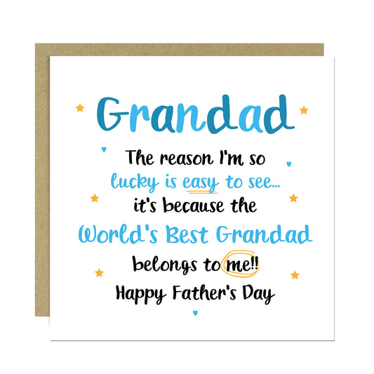 Fathers Day Card For Grandad BEST GRANDAD Card From Grandson