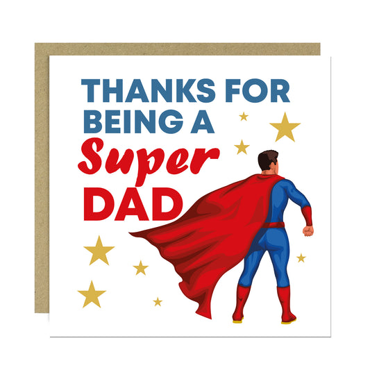 Super Dad Thank You Card For Fathers Day Birthday 145 x 145mm
