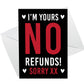 Funny Valentines Day Card I’m Yours Joke Card for Wife Husband