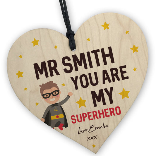 Personalised Teacher Gifts For Him Wood Heart Teacher Thank You