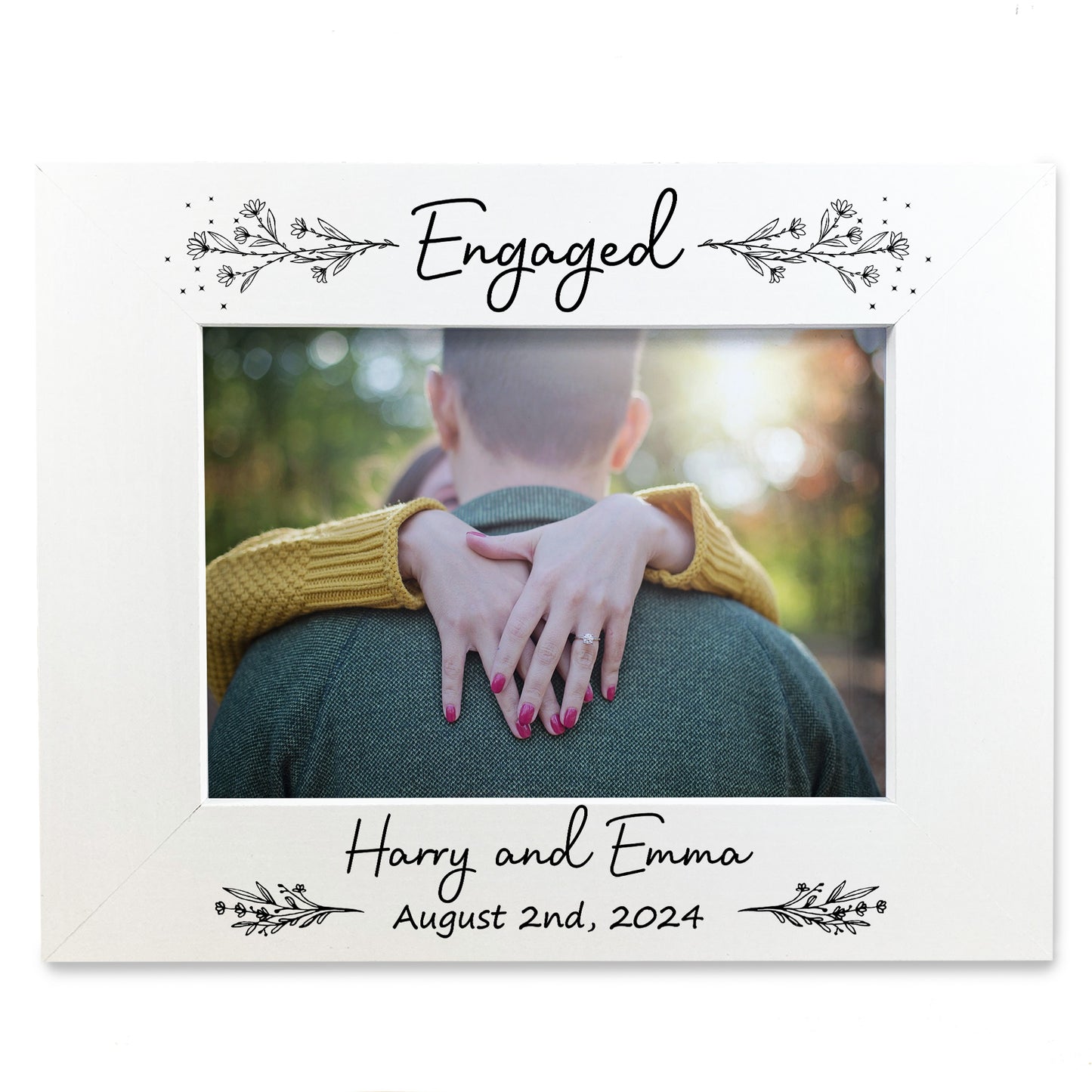 ENGAGEMENT Gift For Couple Oak Photo Frame ENGAGED Couple Gifts