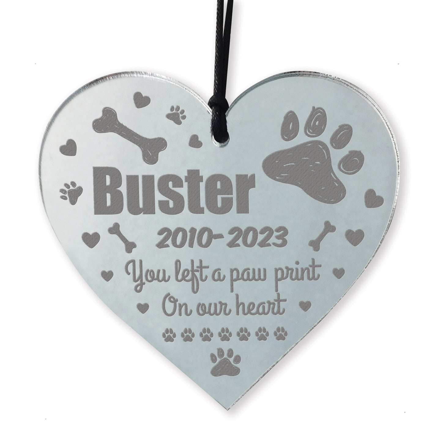 Personalised Pet Memorial Christmas Tree Bauble Decoration Heart