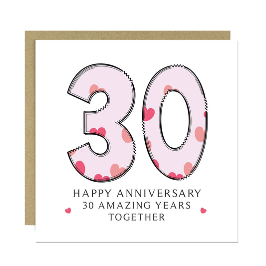 30th Wedding Anniversary Card With Envelope Anniversary Cards