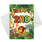 2nd Birthday Card for Boy Girl Jungle Safari Animals 2 Years