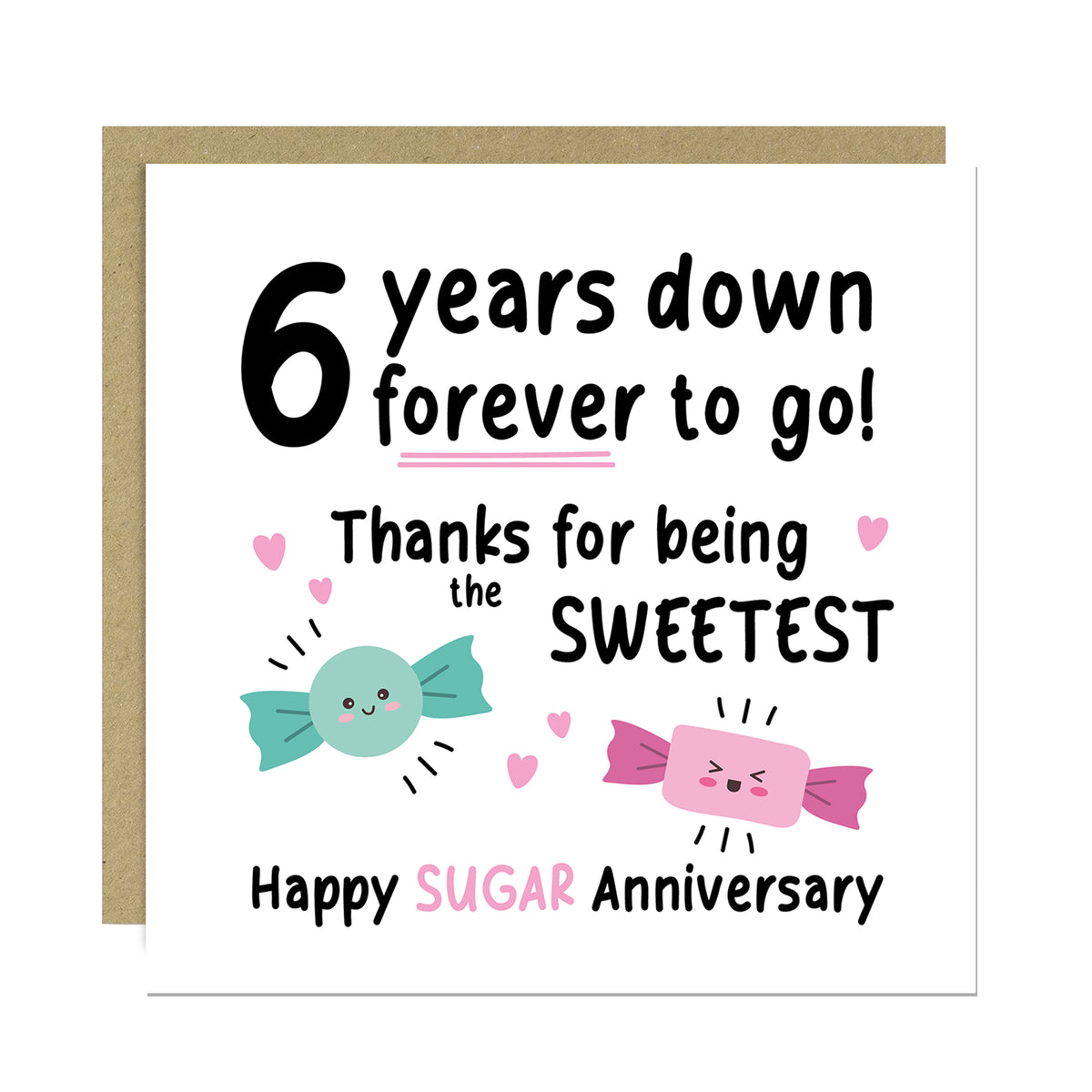 Funny Sugar Anniversary Card For Husband Wife 6th Anniversary