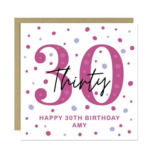 Personalised 30th Birthday Card Friend Thirtieth Birthday Sister