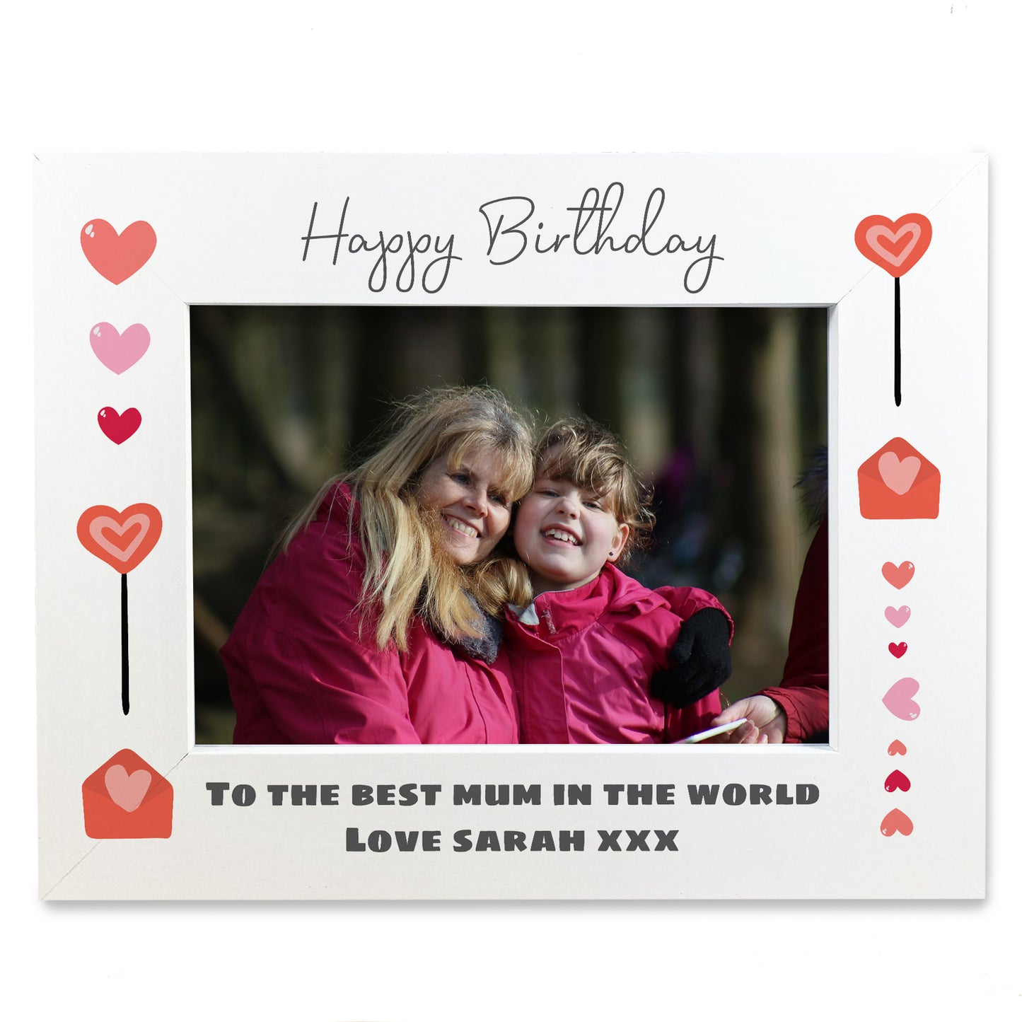 Personalised Birthday Mum Photo Frame White Wooden 7x5 Frame