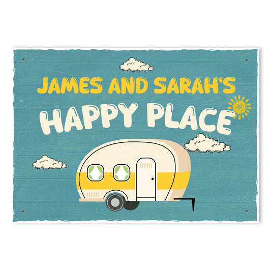 Gift For Caravan Personalised Caravan Sign Novelty Happy Place