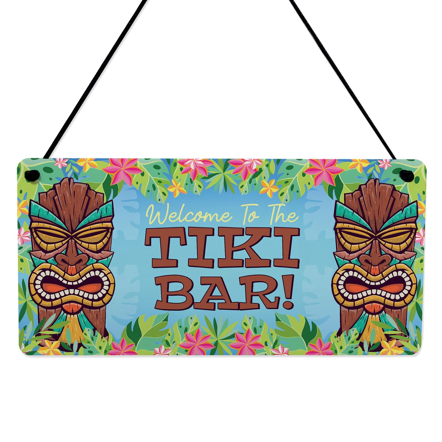 Welcome To The Tiki Bar Sign For Home Bar Hanging Wall Door Sign